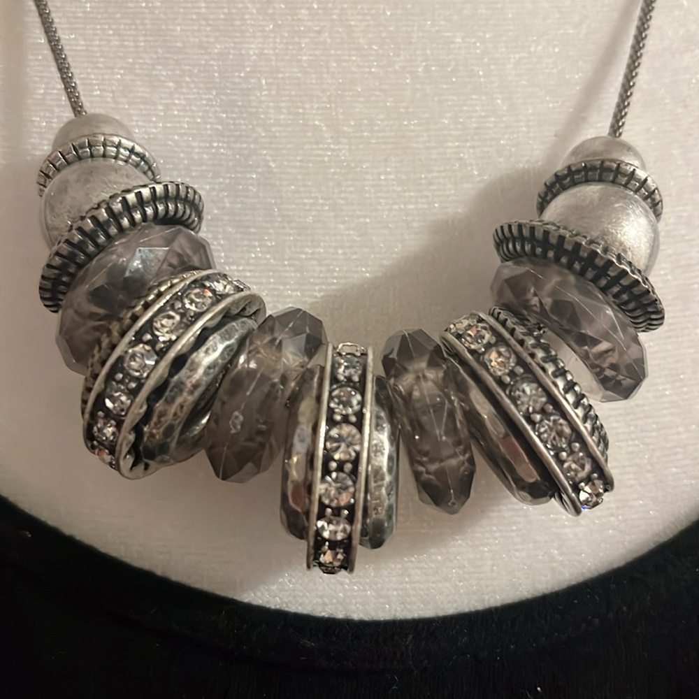 Silver tone & pewter necklace